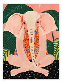 Wall print Yoga Meditating Elephant - Artsy Sesta