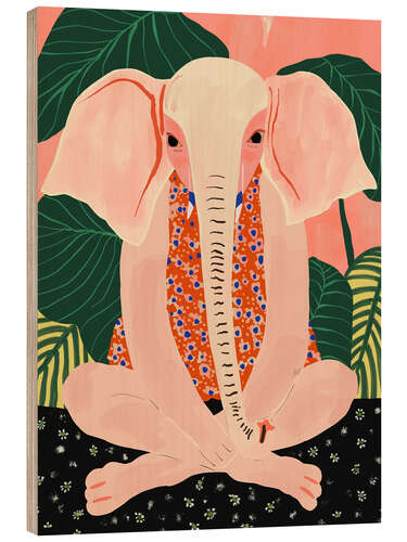 Puutaulu Yoga Meditating Elephant