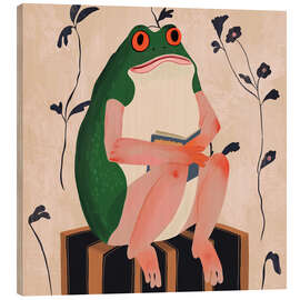 Wood print The Bookish Frog - Artsy Sesta