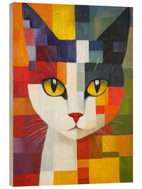 Obraz na drewnie Cubic Cat - DejaReve