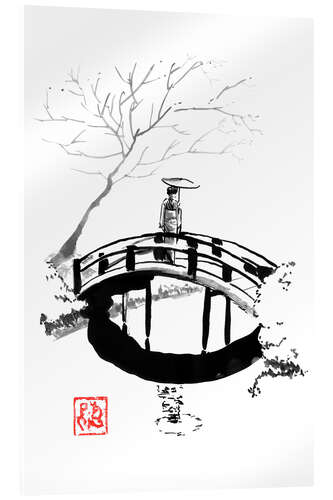 Akrylbilde Geisha on the bridge