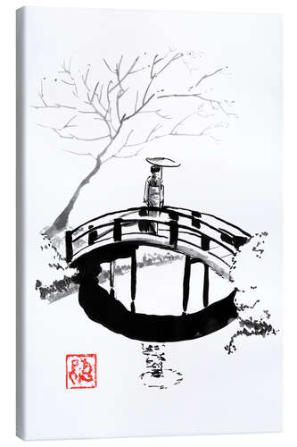 Stampa su tela Geisha on the bridge