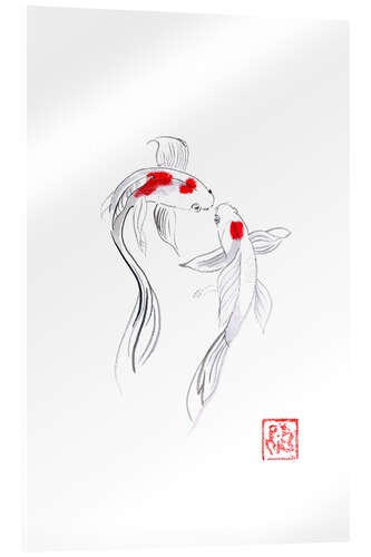 Tableau en verre acrylique Koi fish in love