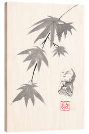Holzbild Ahorn und Jizo - Péchane