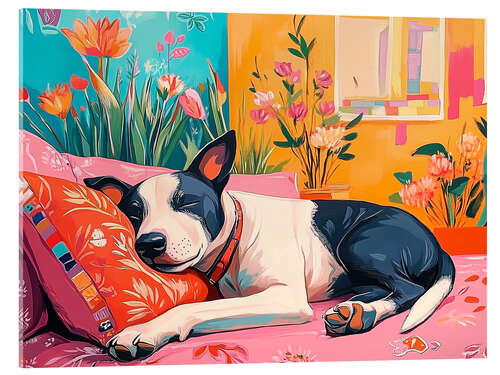 Tableau en verre acrylique Siesta Sleeping Cute Dog