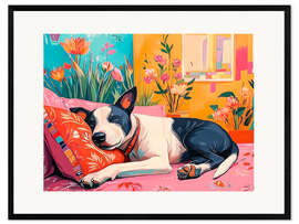 Gerahmter Kunstdruck Siesta des süßen schlafenden Hundes