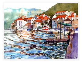 Wall print Sea reflections in Perast, Montenegro - Anastasia Mamoshina
