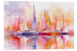 Hartschaumbild Farbige Segelboote