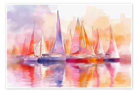 Wall print Colourful sailboats - Jörg Gamroth