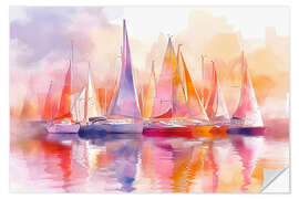 Wandsticker Farbige Segelboote