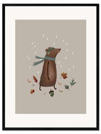 Gerahmter Kunstdruck Bernard Bär genießt den Herbst