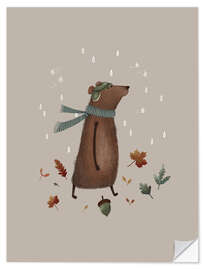 Wandsticker Bernard Bär genießt den Herbst