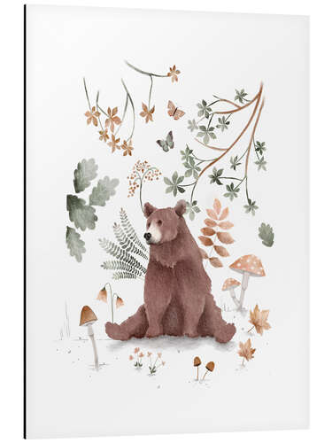 Alubild Aquarell Bär im Wald