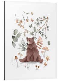 Stampa su alluminio Watercolor bear in the forest