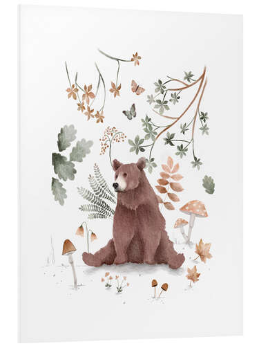 Stampa su PVC Watercolor bear in the forest