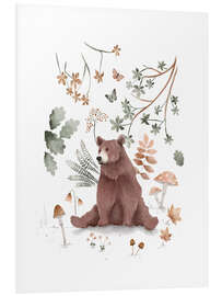 Stampa su PVC Watercolor bear in the forest