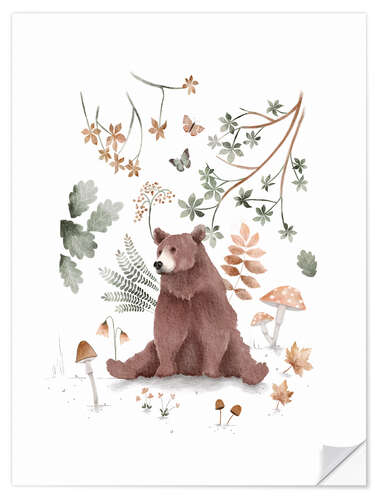 Adesivo murale Watercolor bear in the forest