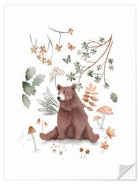 Wall sticker Watercolor bear in the forest