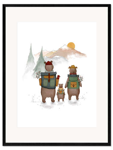 Inramat konsttryck Adventures of the Bear Family