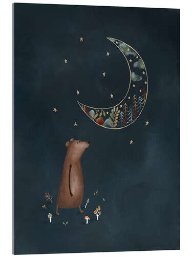 Acrylic print Bernard Bear in the moonlight