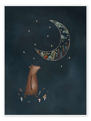 Póster Bernard Bear in the moonlight