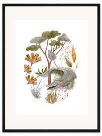 Gerahmter Kunstdruck Fröhliches Krokodil