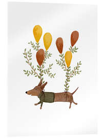 Tableau en verre acrylique Dachshund with balloons - Urchin Bay