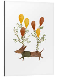 Tableau en aluminium Dachshund with balloons - Urchin Bay