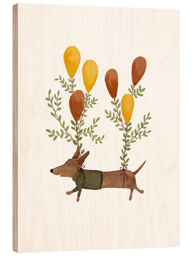 Obraz na drewnie Dachshund with balloons