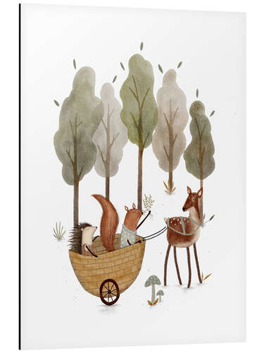 Cuadro de aluminio Forest animals playing