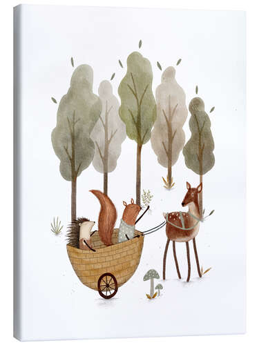 Quadro em tela Forest animals playing