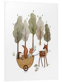 Hartschaumbild Waldtiere beim Spielen