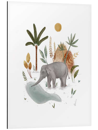 Aluminium print Jungle elephant