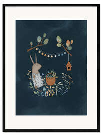 Gerahmter Kunstdruck Gartenlichter in der Nacht