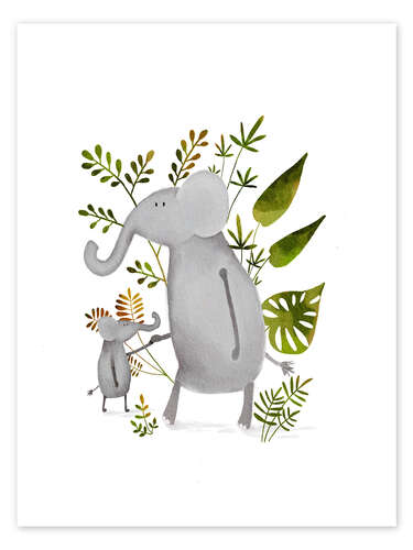 Póster Elephants big and small