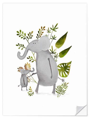 Vinilo para la pared Elephants big and small