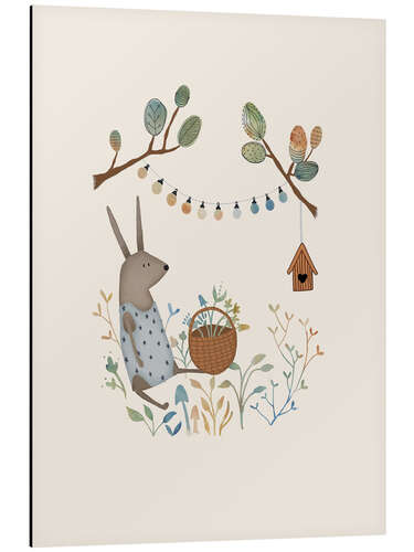 Aluminium print Bunny girl in the garden
