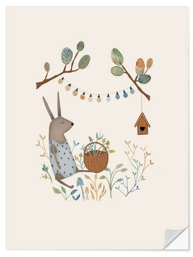 Vinilo para la pared Bunny girl in the garden