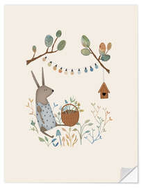 Vinilo para la pared Bunny girl in the garden - Urchin Bay
