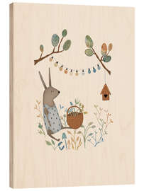 Tableau en bois Bunny girl in the garden - Urchin Bay