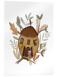 Tableau en verre acrylique Acorn house with mouse