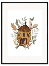 Gerahmter Kunstdruck Eichelhaus mit Maus