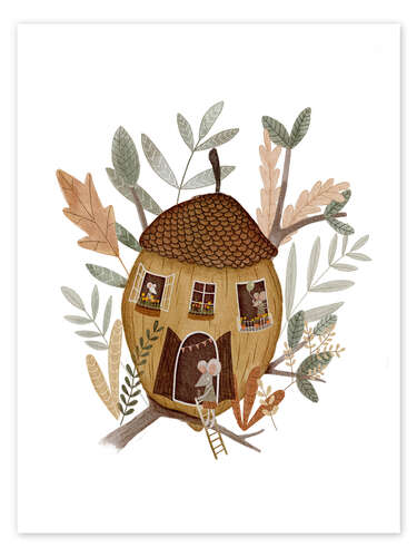 Poster Acorn house with mouse