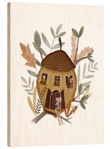 Print på træ Acorn house with mouse