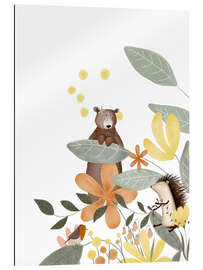 Gallery Print Bär und Igel mit Wildblumen