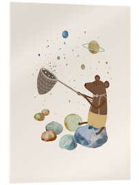 Tableau en verre acrylique Bleu Bear Catching Stars - Urchin Bay