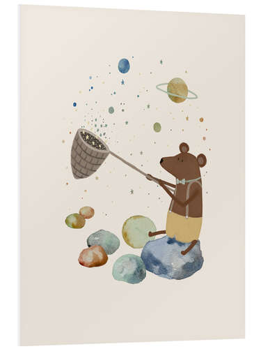 Tableau en PVC Bleu Bear Catching Stars