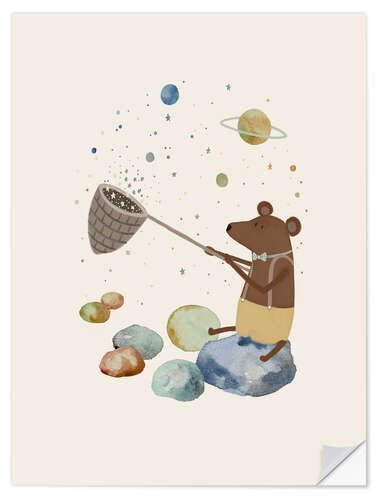 Wall sticker Bleu Bear Catching Stars