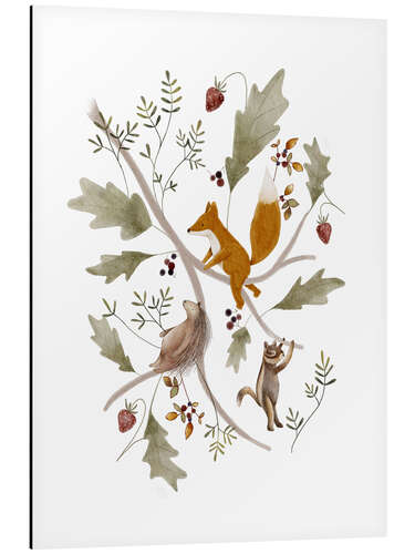 Obraz na aluminium Berry branch with animals