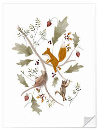 Wandsticker Beerenzweig mit Tieren - Urchin Bay